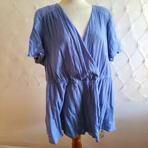 °Lane Bryant Tunic Top / Blue & Metallic Silver / Size 22